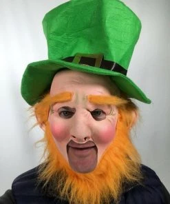 Rubber Johnnies Leprechaun Open Mouth Mask With Hat.