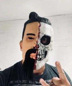 Rubber Johnnies Half Man Half Skull Mask. Horror Masks