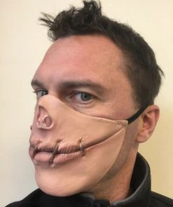 Rubber Johnnies Speak No Evil Stitched Mouth Half Mask.