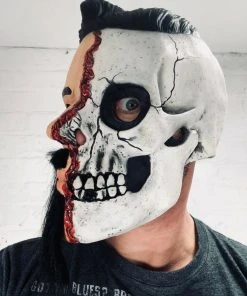 Rubber Johnnies Half Man Half Skull Mask. Horror Masks