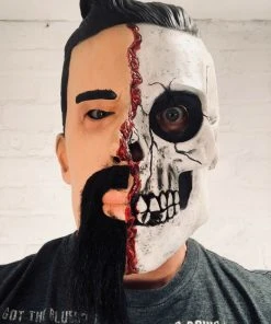 Rubber Johnnies Half Man Half Skull Mask. Horror Masks