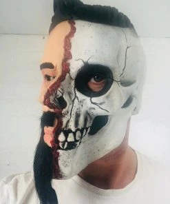Rubber Johnnies Half Man Half Skull Mask. Horror Masks
