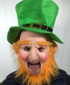 Rubber Johnnies Leprechaun Open Mouth Mask With Hat.