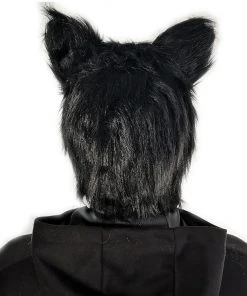 Rubber Johnnies Furry Black & White Cat Mask Animal Masks