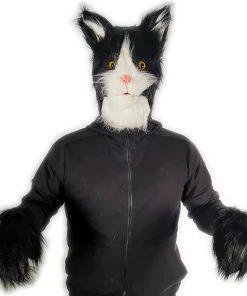 Rubber Johnnies Furry Black & White Cat Mask Animal Masks