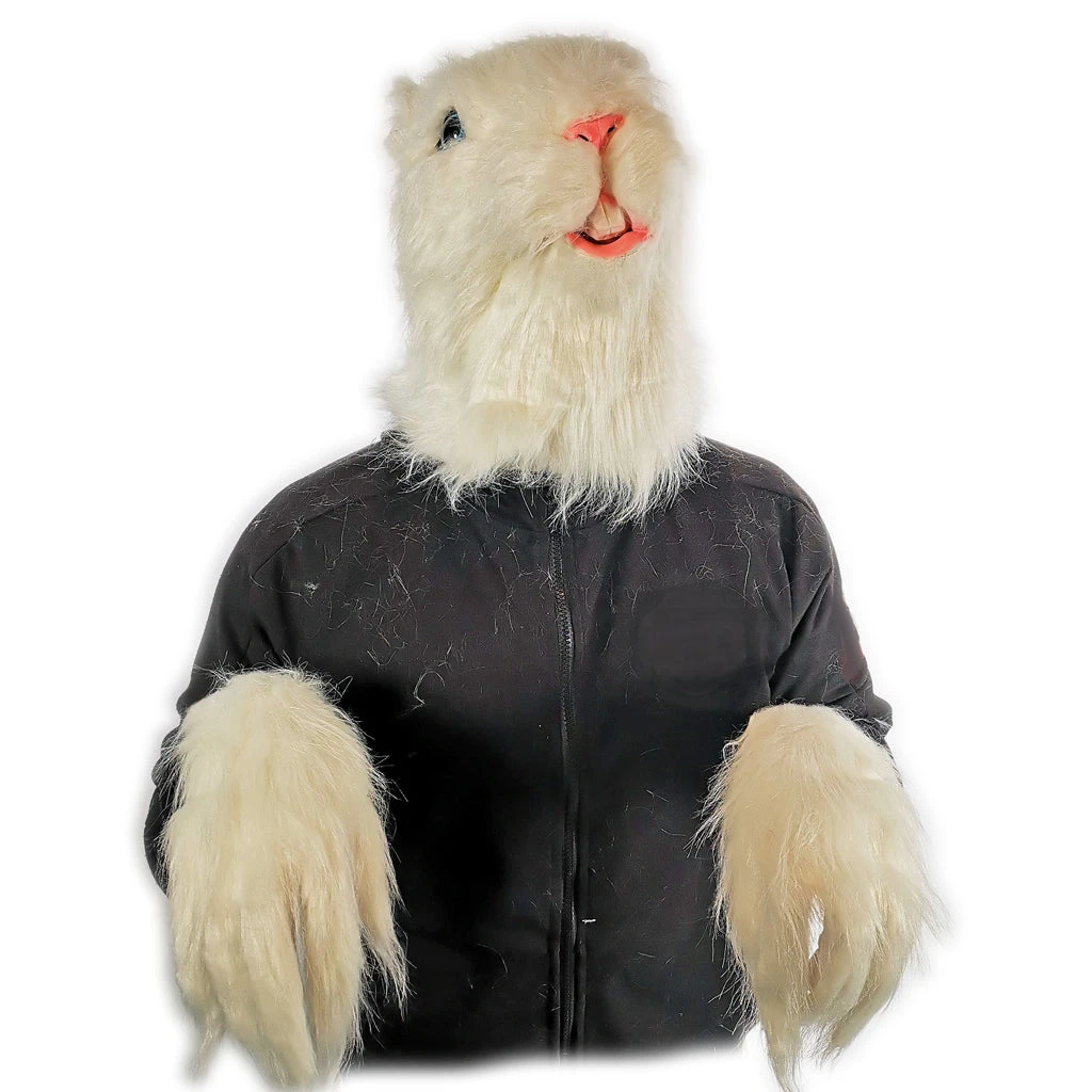 Rubber Johnnies Furry White Rat Gerbil Mask With Matching Gloves 2 Rubber Johnnies Furry White Rat Gerbil Mask With Matching Gloves