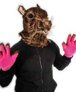 Rubber Johnnies Furry Rat Mask With Matching Gloves