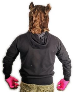 Rubber Johnnies Furry Rat Mask With Matching Gloves