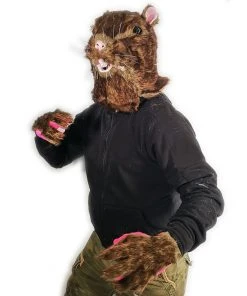 Rubber Johnnies Furry Rat Mask With Matching Gloves