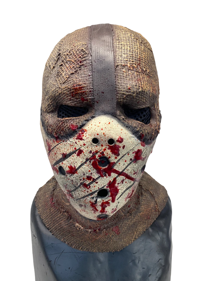 Rubber Johnnies Scarecrow Mask 'Corn Creeper' Latex Burlap With Attached Hockey Mask Horror Masks 2 Rubber Johnnies Scarecrow Mask 'Corn Creeper' Latex Burlap With Attached Hockey Mask Horror Masks