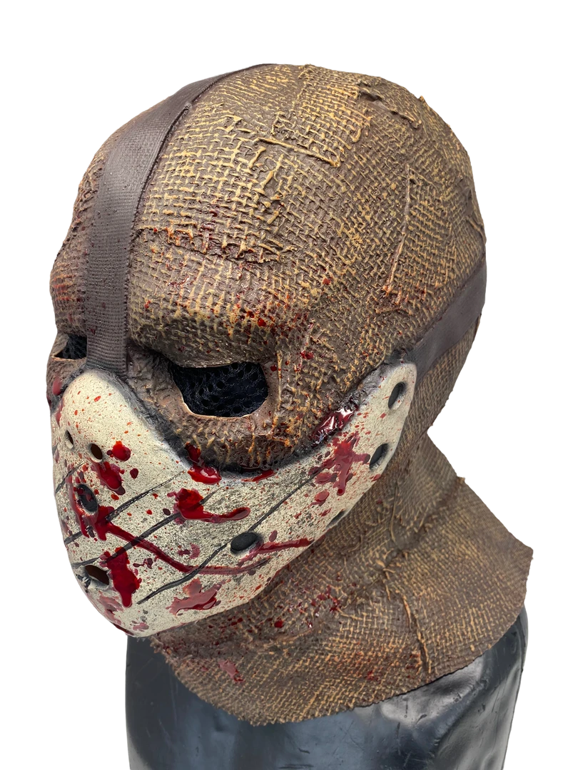 Rubber Johnnies Scarecrow Mask 'Corn Creeper' Latex Burlap With Attached Hockey Mask Horror Masks 3 Rubber Johnnies Scarecrow Mask 'Corn Creeper' Latex Burlap With Attached Hockey Mask Horror Masks