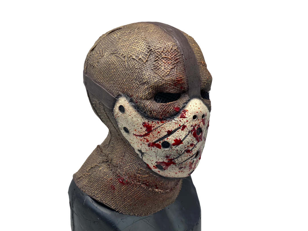 Rubber Johnnies Scarecrow Mask 'Corn Creeper' Latex Burlap With Attached Hockey Mask Horror Masks 10 Rubber Johnnies Scarecrow Mask 'Corn Creeper' Latex Burlap With Attached Hockey Mask Horror Masks