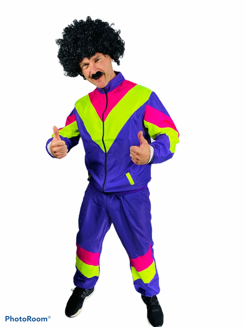 Rubber Johnnies 80s Shell Suit Fancy Dress Costumes 3 Rubber Johnnies 80s Shell Suit Fancy Dress Costumes