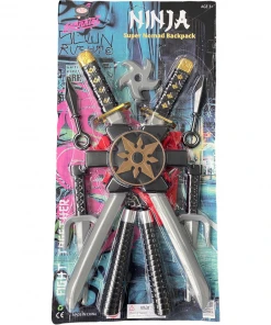 Rubber Johnnies Movie Props Kids Ninja Sword Backpack Toy Set