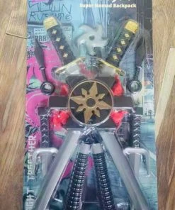 Rubber Johnnies Movie Props Kids Ninja Sword Backpack Toy Set