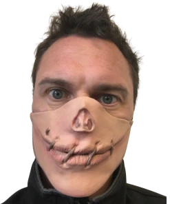 Rubber Johnnies Speak No Evil Stitched Mouth Half Mask.