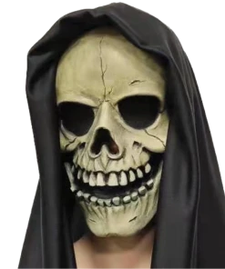 Rubber Johnnies Skull Mask With Attached Black Hood Horror Masks