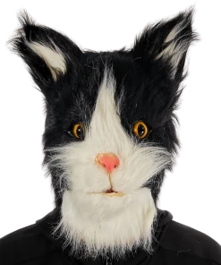 Rubber Johnnies Furry Black & White Cat Mask Animal Masks
