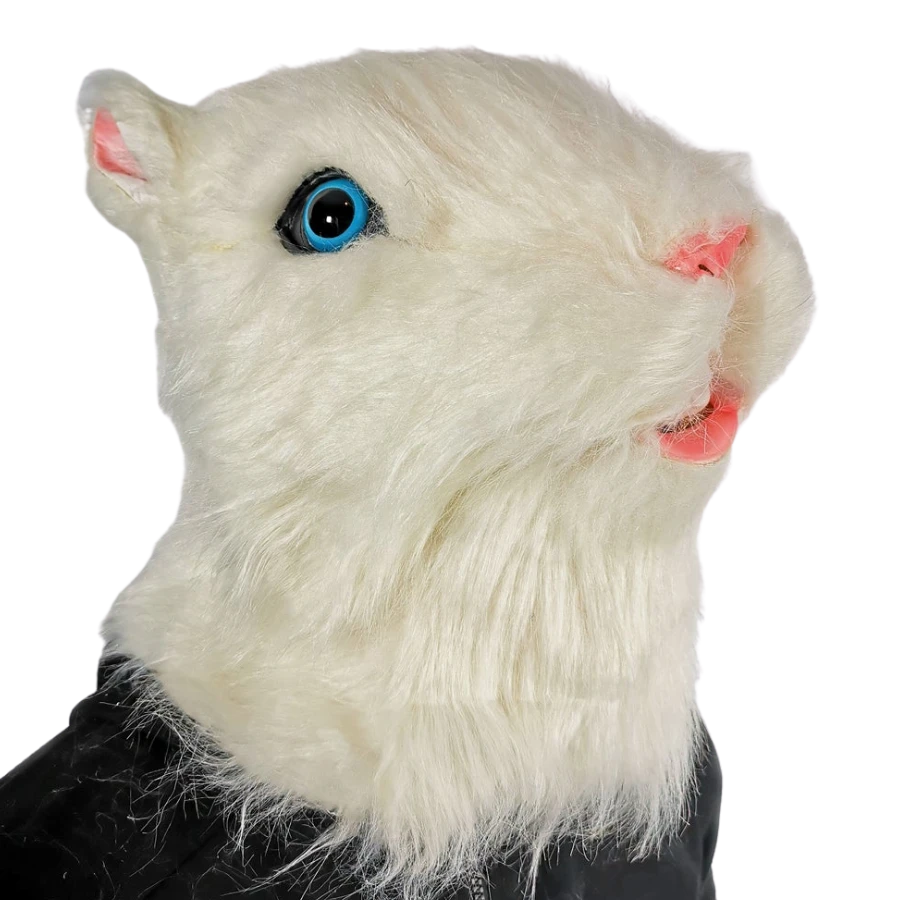 Rubber Johnnies Furry White Rat Gerbil Mask With Matching Gloves 1 Rubber Johnnies Furry White Rat Gerbil Mask With Matching Gloves