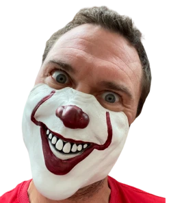 Rubber Johnnies Scary Clown Half Mask. Horror Masks