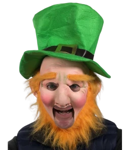 Rubber Johnnies Leprechaun Open Mouth Mask With Hat.